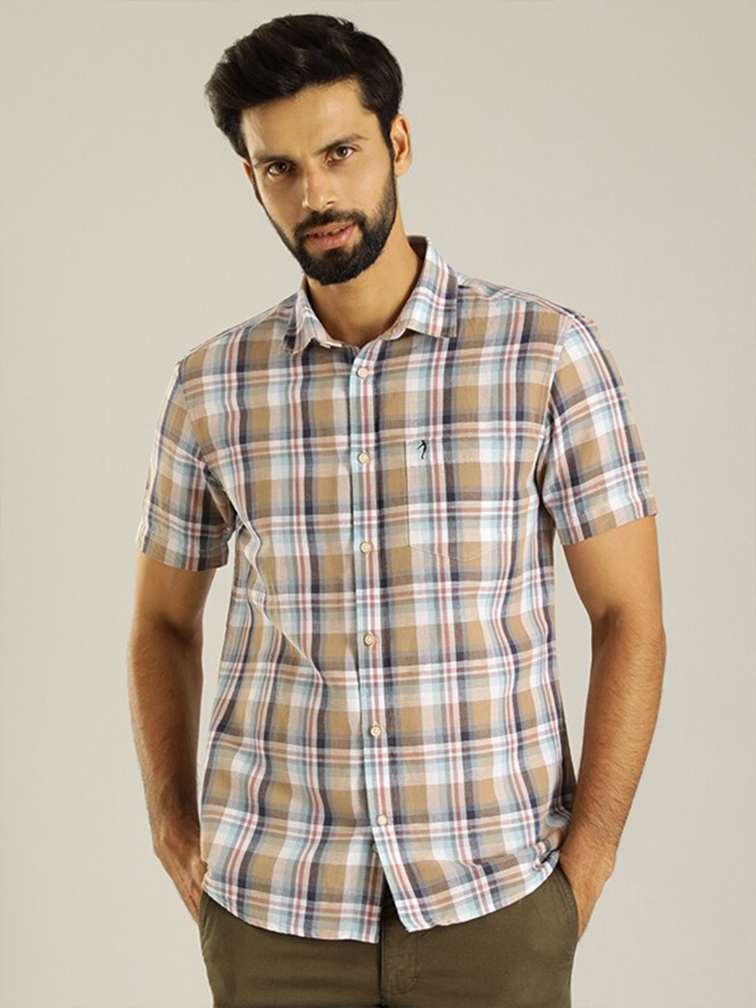 

Indian Terrain Classic Tartan Checks Slim Fit Opaque Casual Shirt, Khaki
