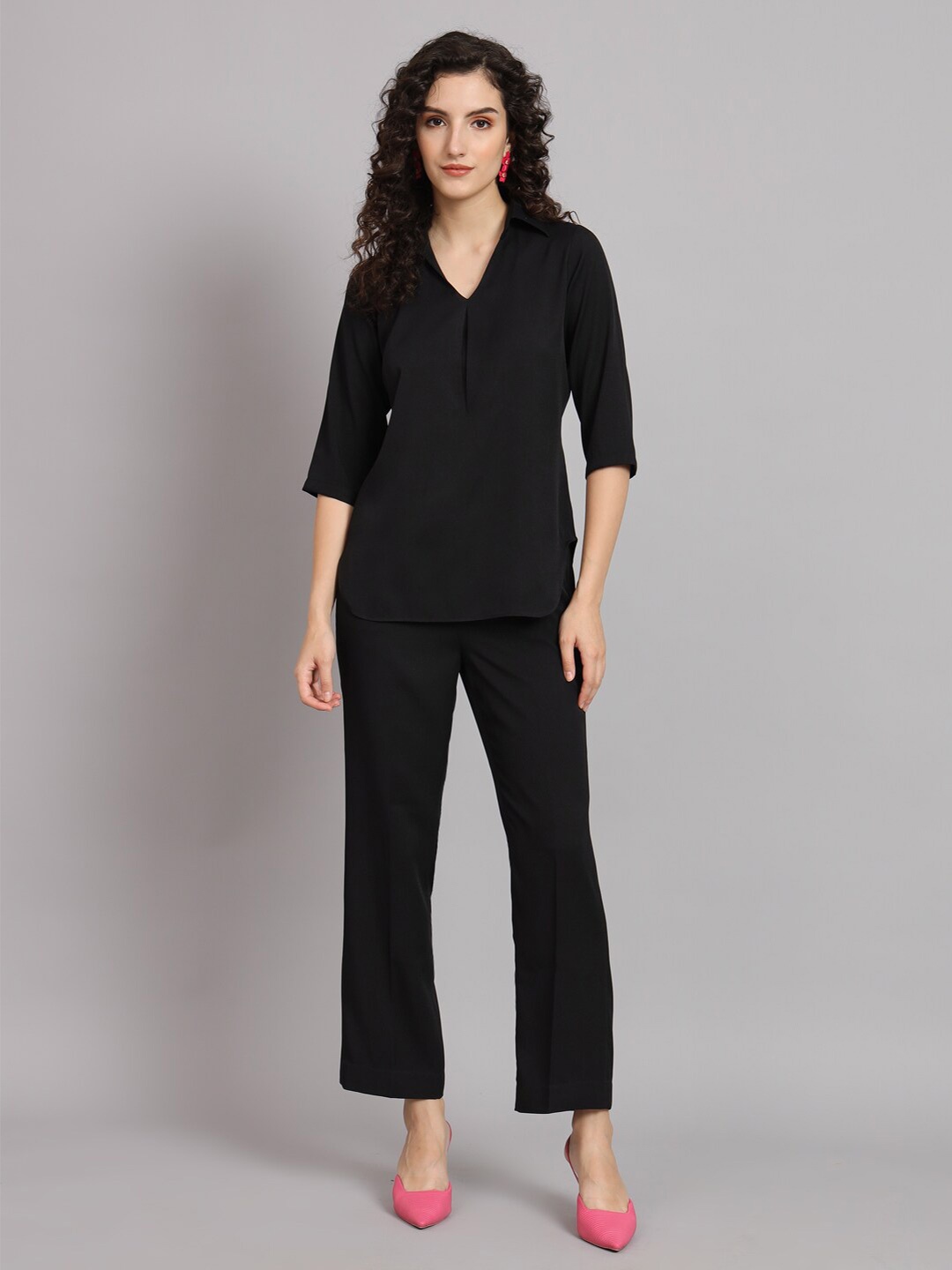 

PowerSutra V-Neck Top With Trousers, Black