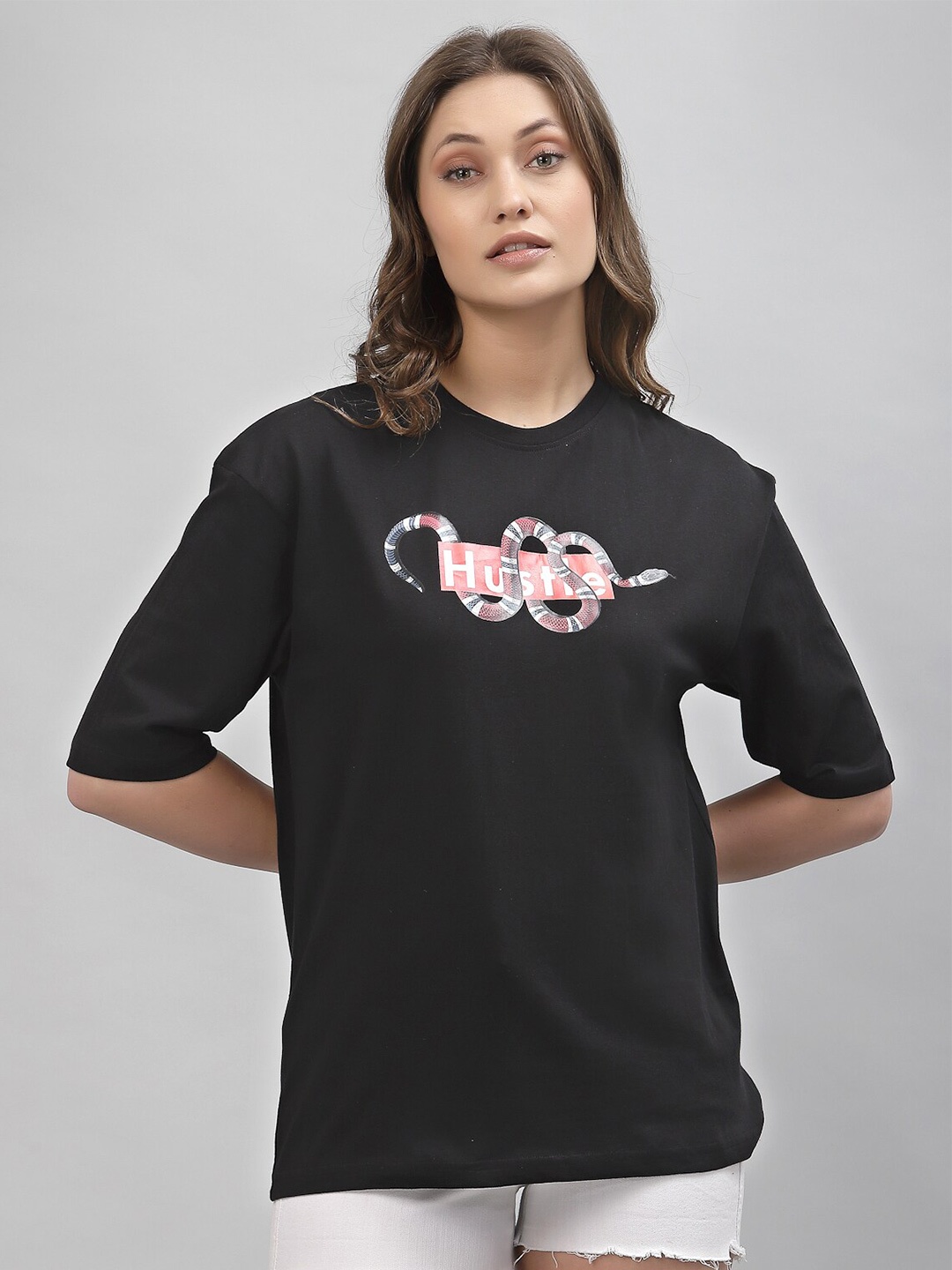 

Gavin Paris Loose Fit Graphic Printed Cotton T-shirt, Black