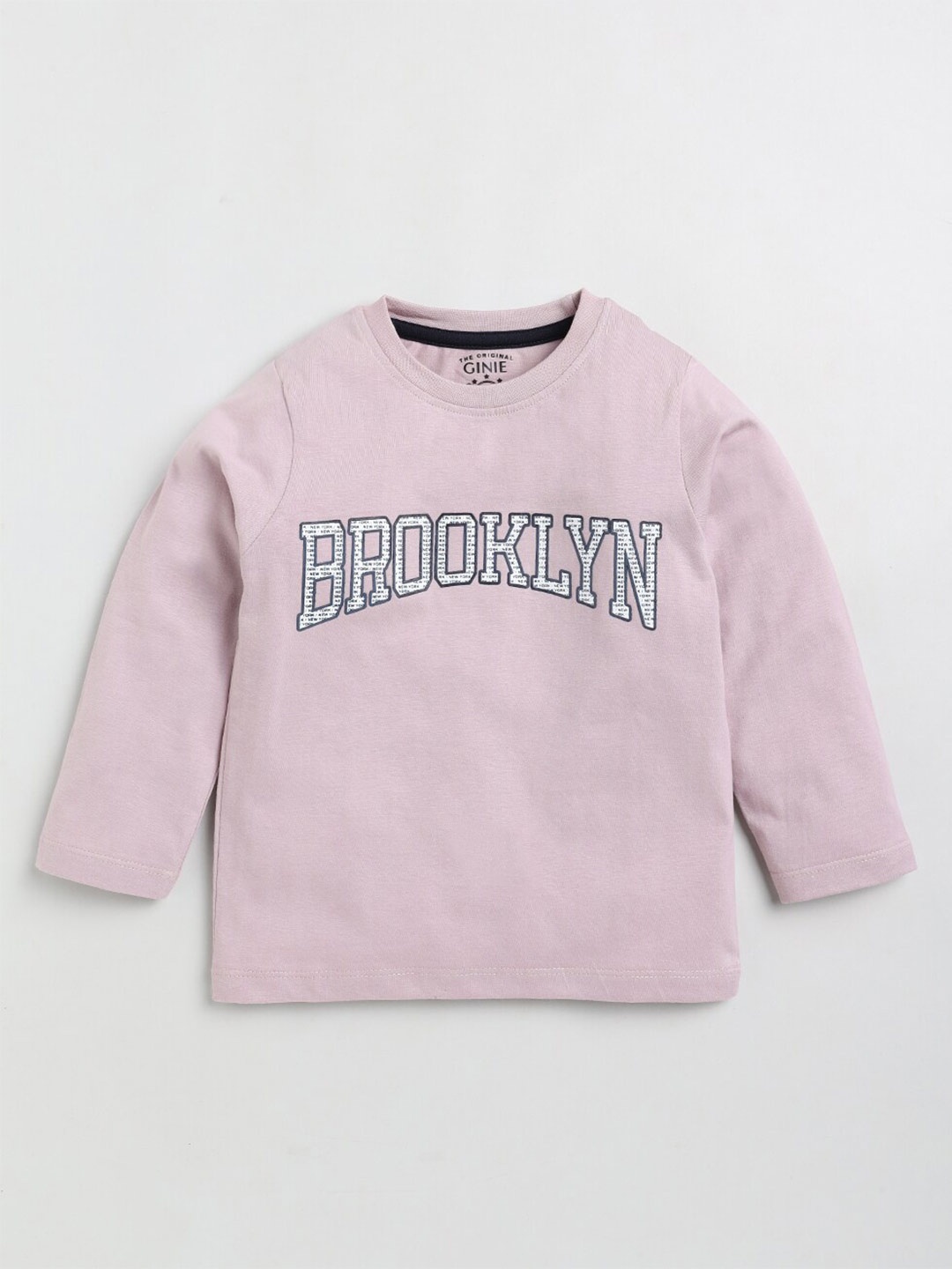 

Ginie Typography Printed Round Neck Cotton Regular T-shirts, Pink