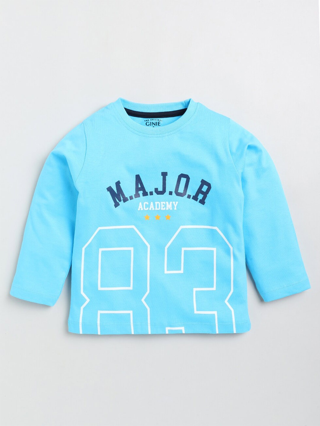 

Ginie Boys Typography Printed Cotton T-Shirt, Blue