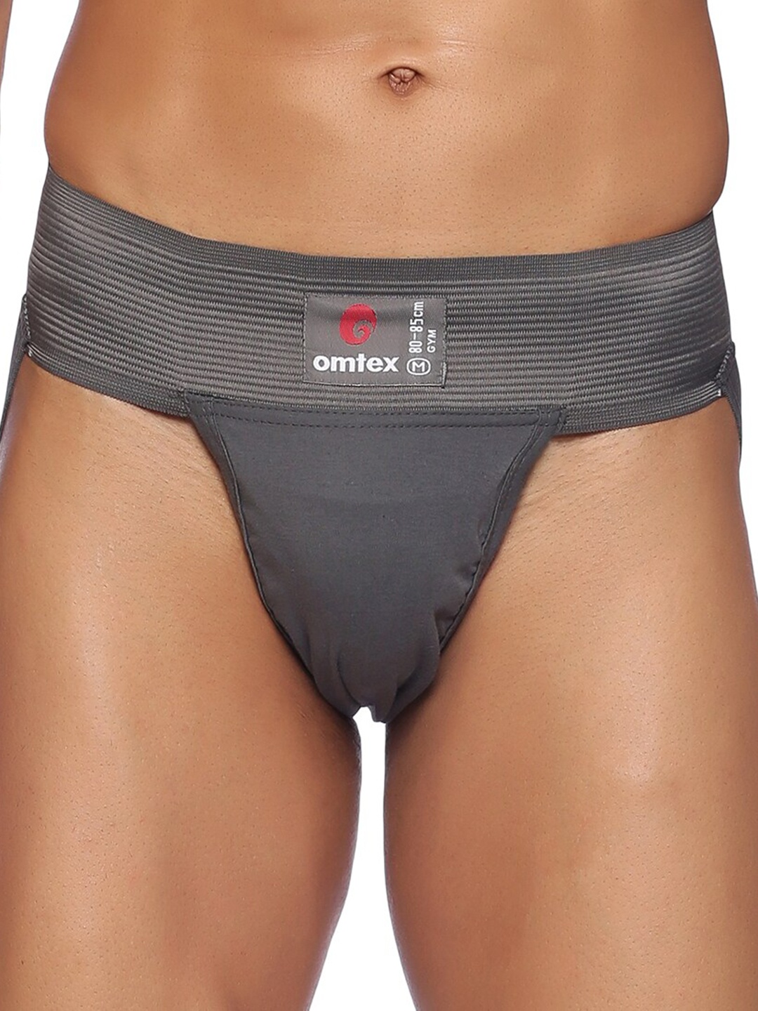 

Omtex Logo Printed Stretchable Supporter Jockstraps With Cup Pocket Briefs, Grey