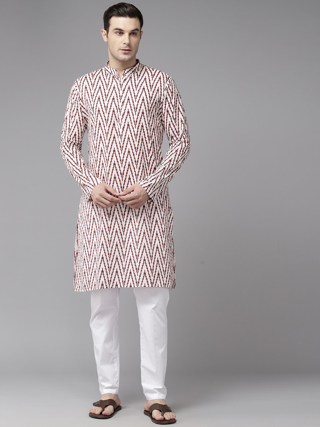 

See Designs Geometric Printed Pure Cotton Straight Kurta, Off white