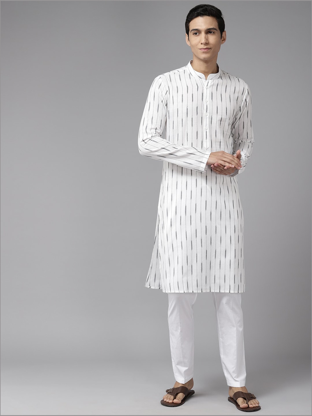 

See Designs Abstract Woven Design Pure Cotton Straight Kurta, White