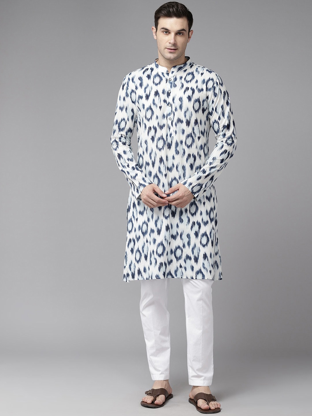 

See Designs Geometric Printed Pure Cotton Straight Kurta, White