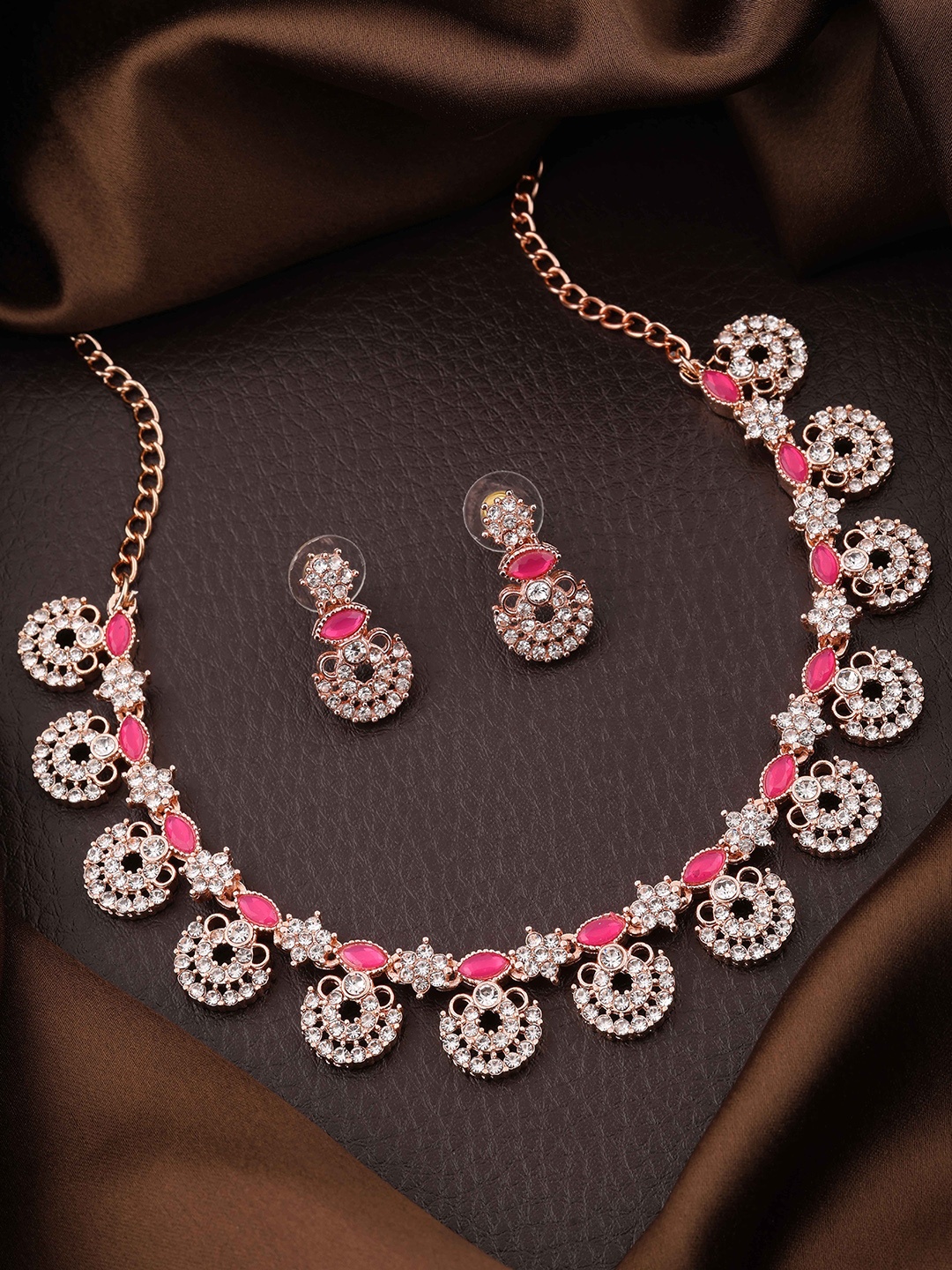 

Brado Jewellery Rose Gold-Plated AD-Studded Jewellery Set