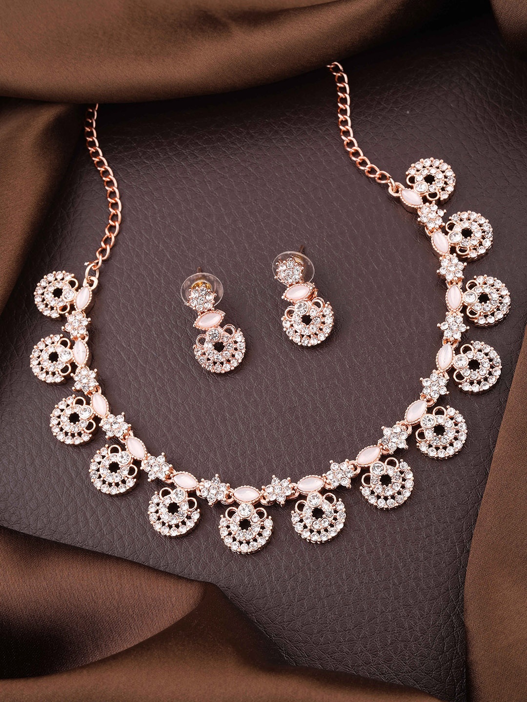 

Brado Jewellery Rose Gold-Plated American Diamond-Studded Jewellery Set