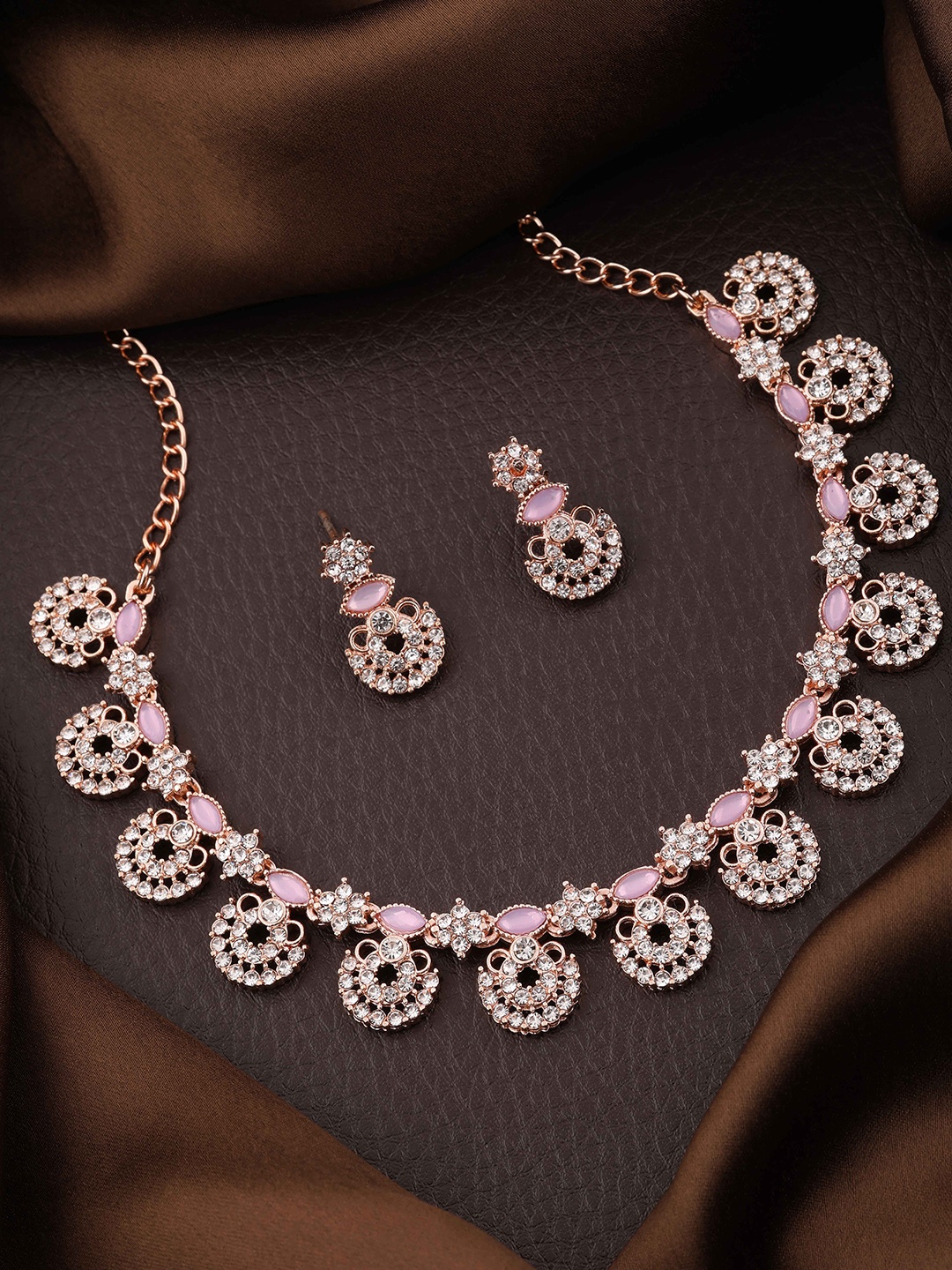 

Brado Jewellery Rose Gold-Plated AD-Studded Jewellery Set