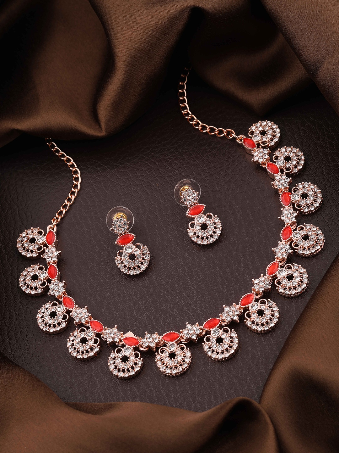 

Brado Jewellery Rose Gold-Plated AD-Studded Jewellery Set