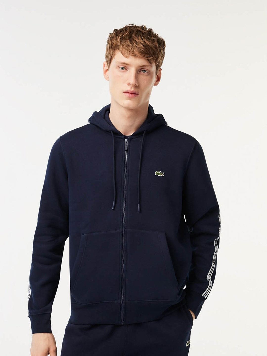 

Lacoste Hooded Front Open Cotton Sweatshirt, Navy blue