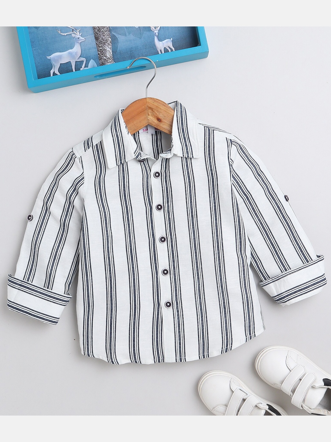 

taffykids Boys Standard Striped Pure Cotton Casual Shirt, White
