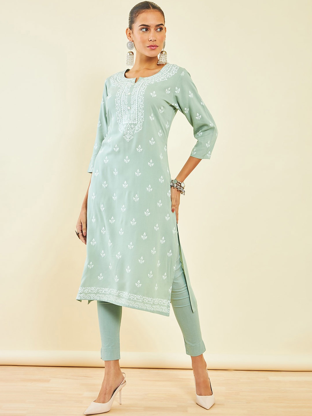 

Soch Ethnic Motifs Printed Straight Kurta, Green