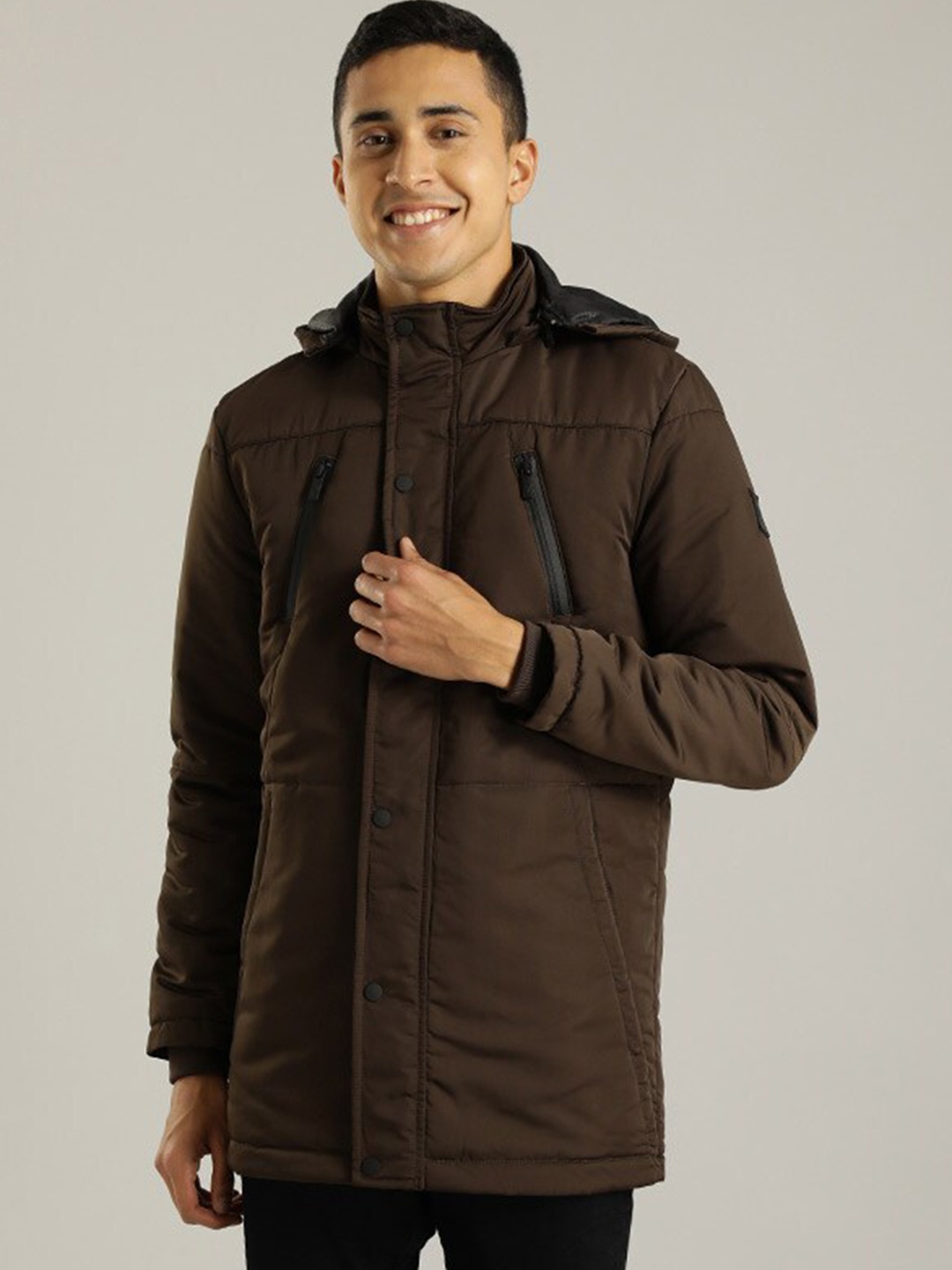 

Indian Terrain Lightweight Hooded Longline Padded Jacket, Olive