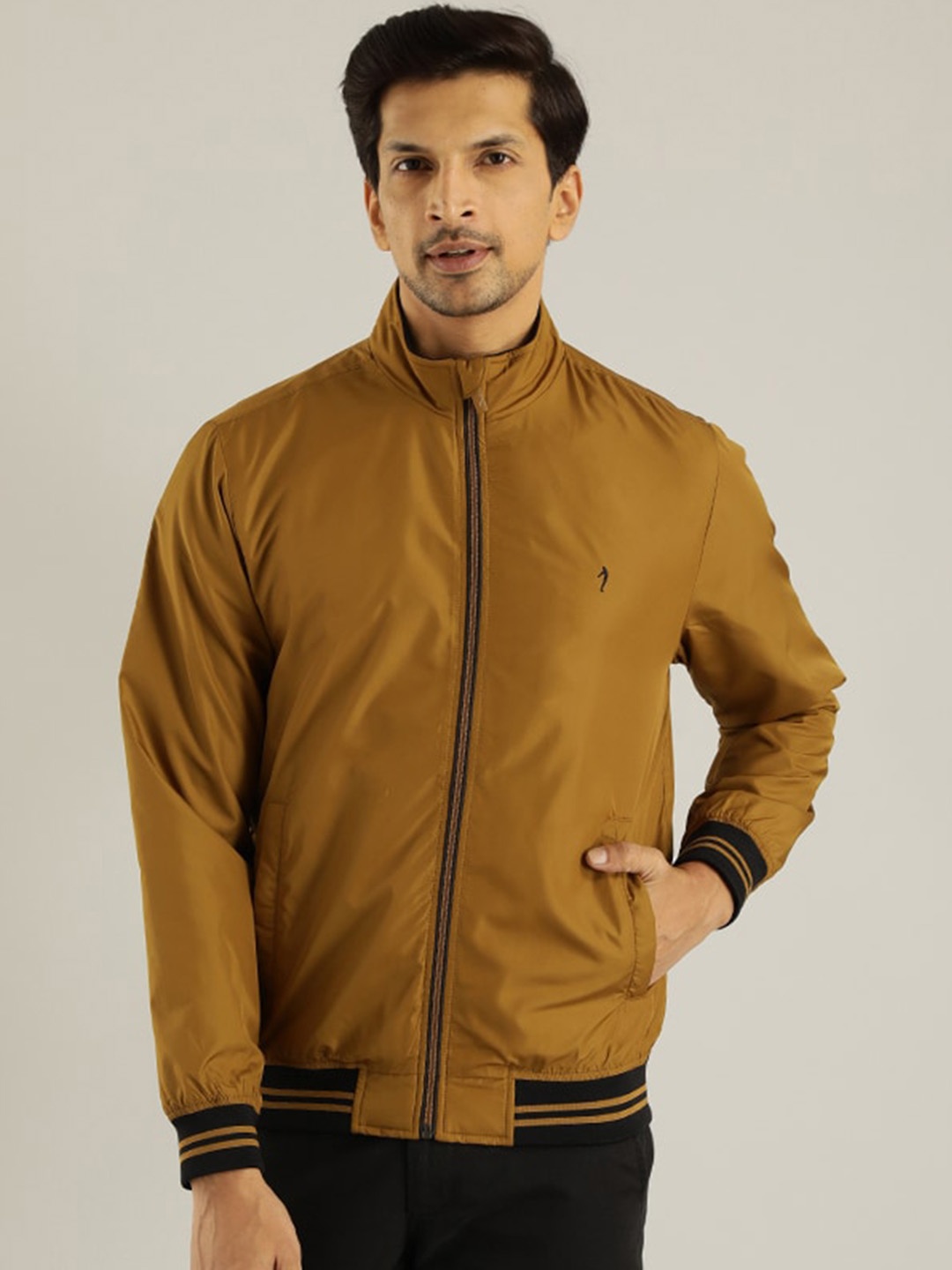 

Indian Terrain Lightweight Mock Collar Bomber Jacket, Brown
