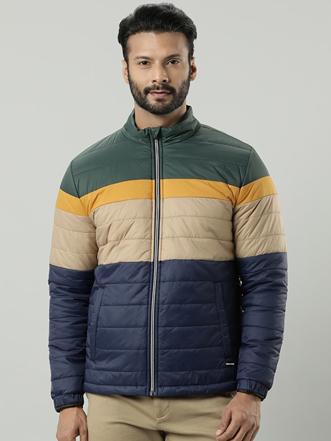 

Indian Terrain Lightweight Stand Collar Longline Padded Jacket, Green