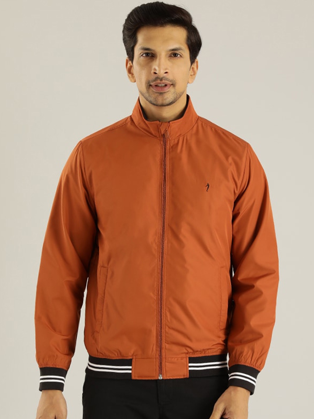 

Indian Terrain Mock Collar Lightweight Bomber Jacket, Rust