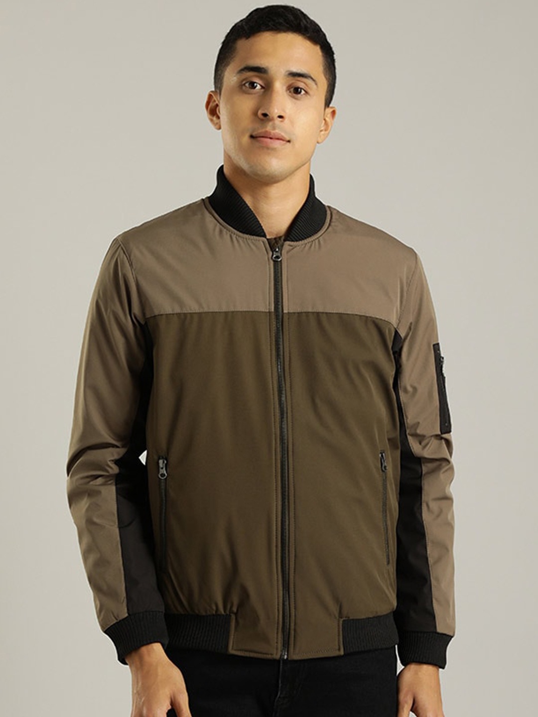 

Indian Terrain Mandarin Collar Lightweight Bomber Jacket, Green