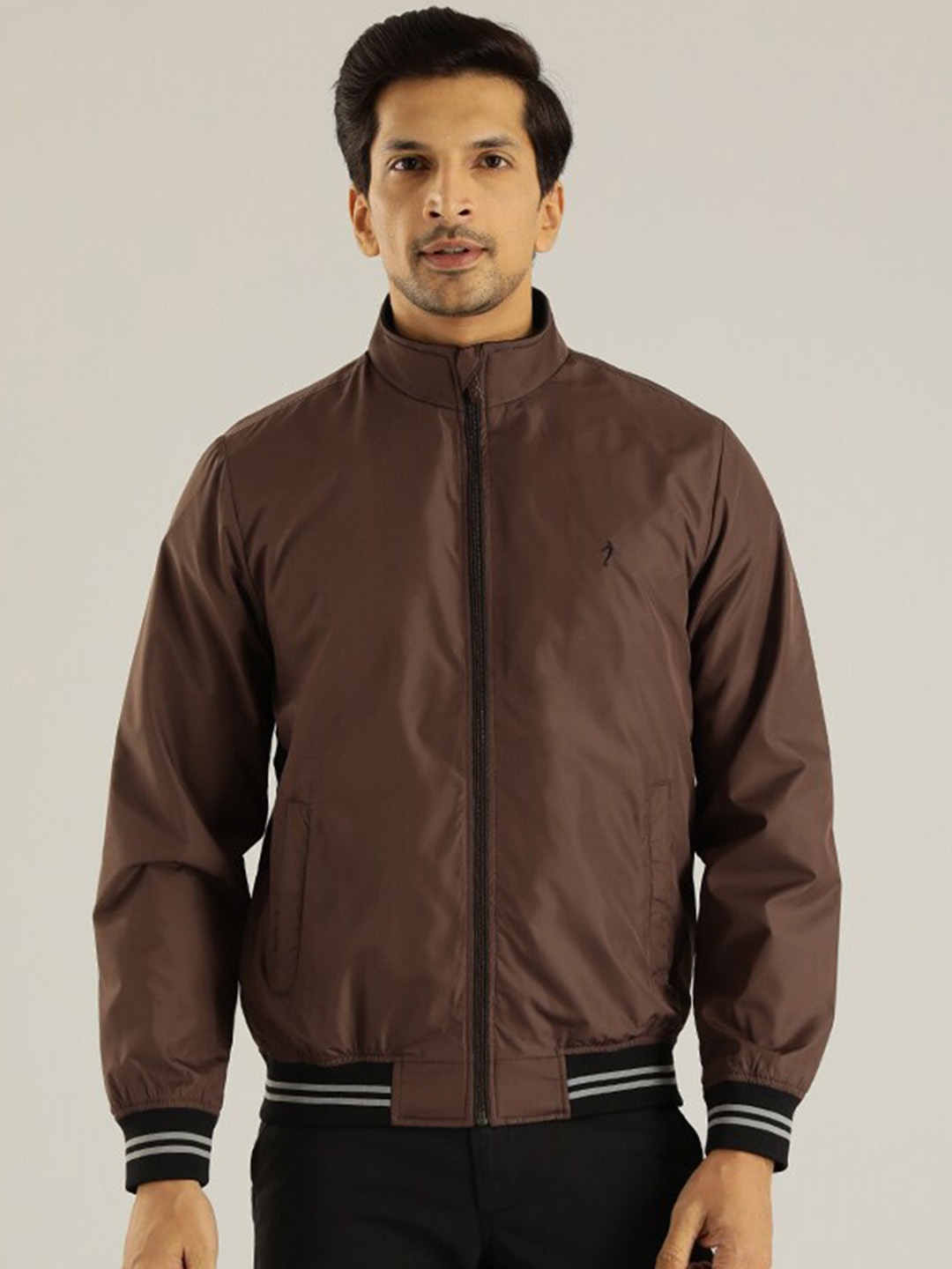 

Indian Terrain Mock Collar Lightweight Bomber, Brown