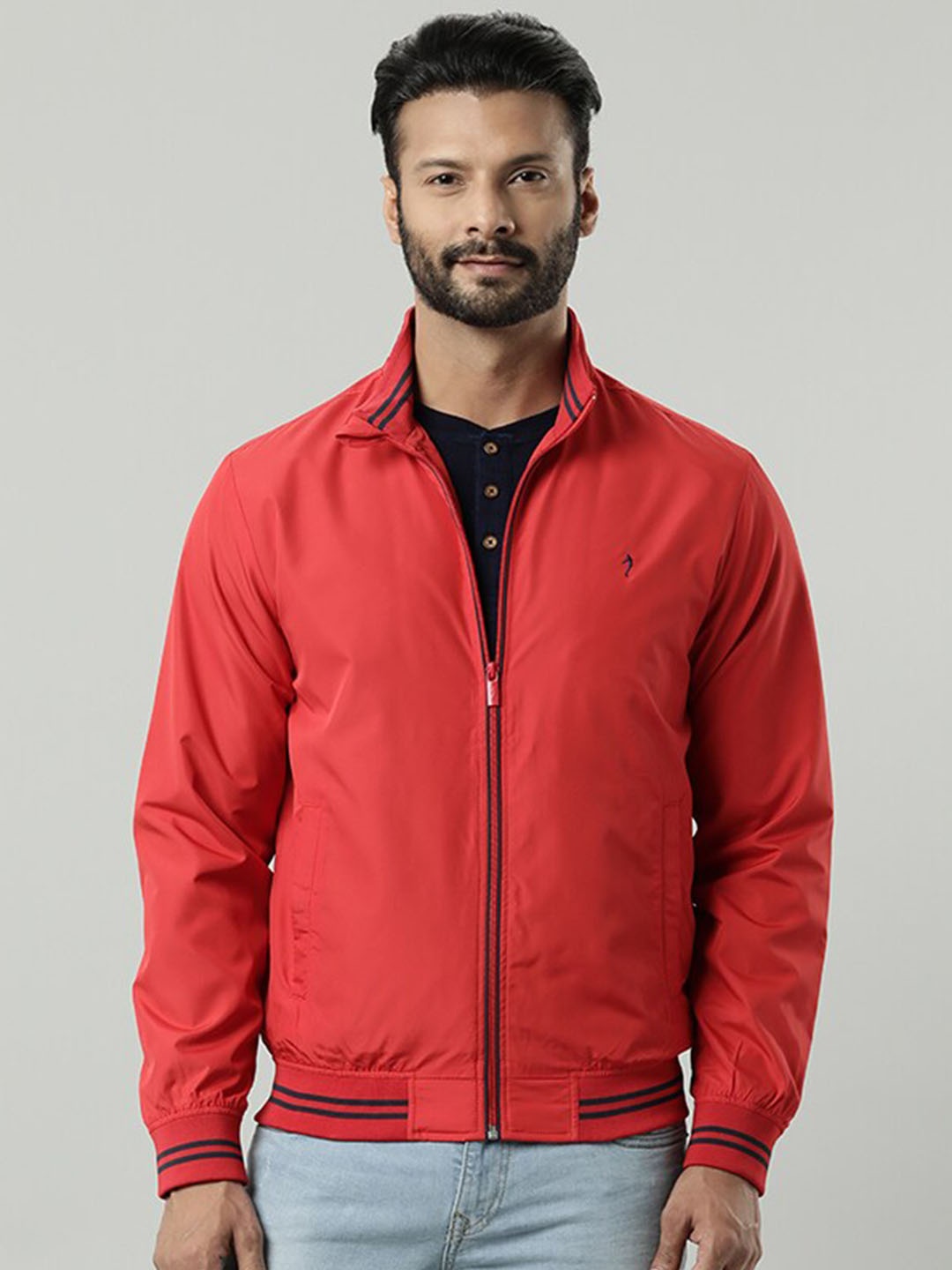 

Indian Terrain Mock Collar Lightweight Bomber, Red