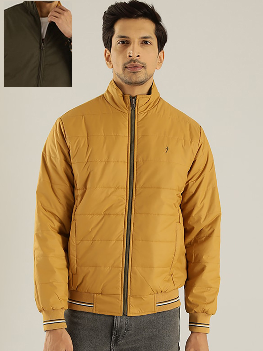 

Indian Terrain Mock Collar Lightweight Bomber Reversible Jacket, Green