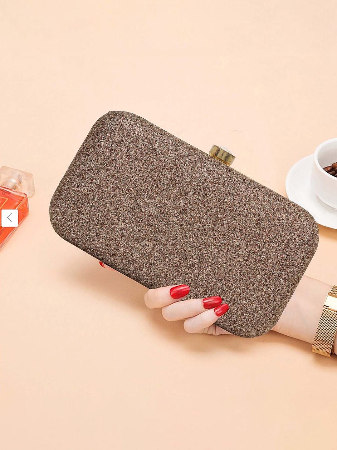 

DN Creation Embellished Box Clutch, Brown