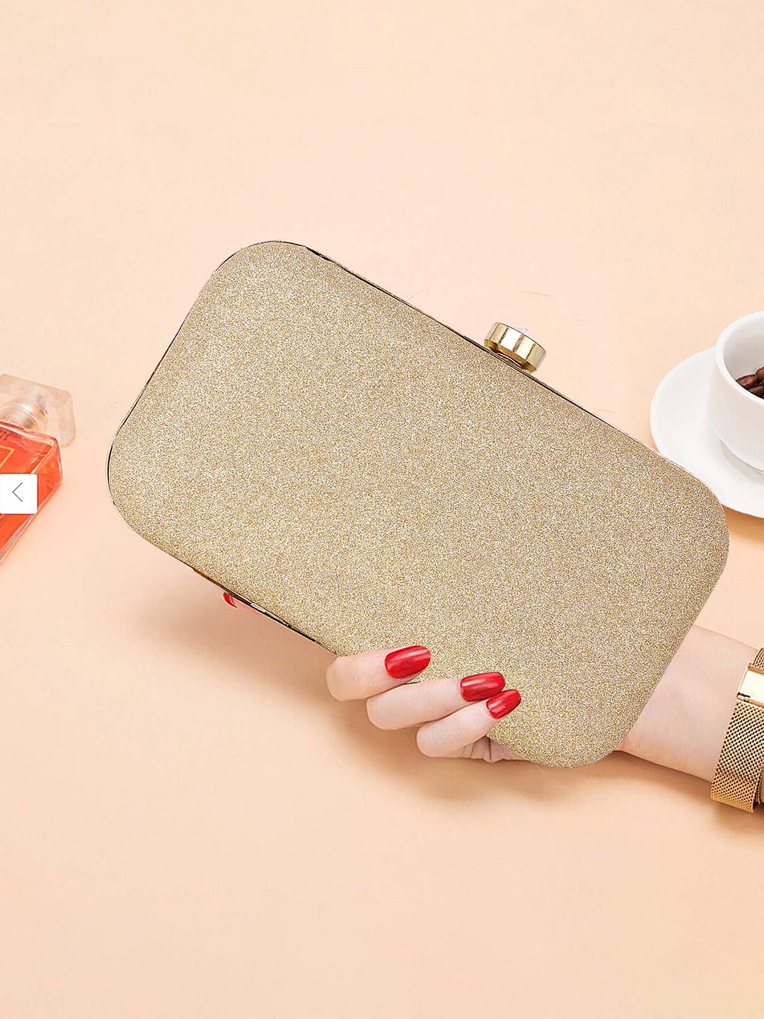 

DN Creation Embellished Box Clutch, Gold