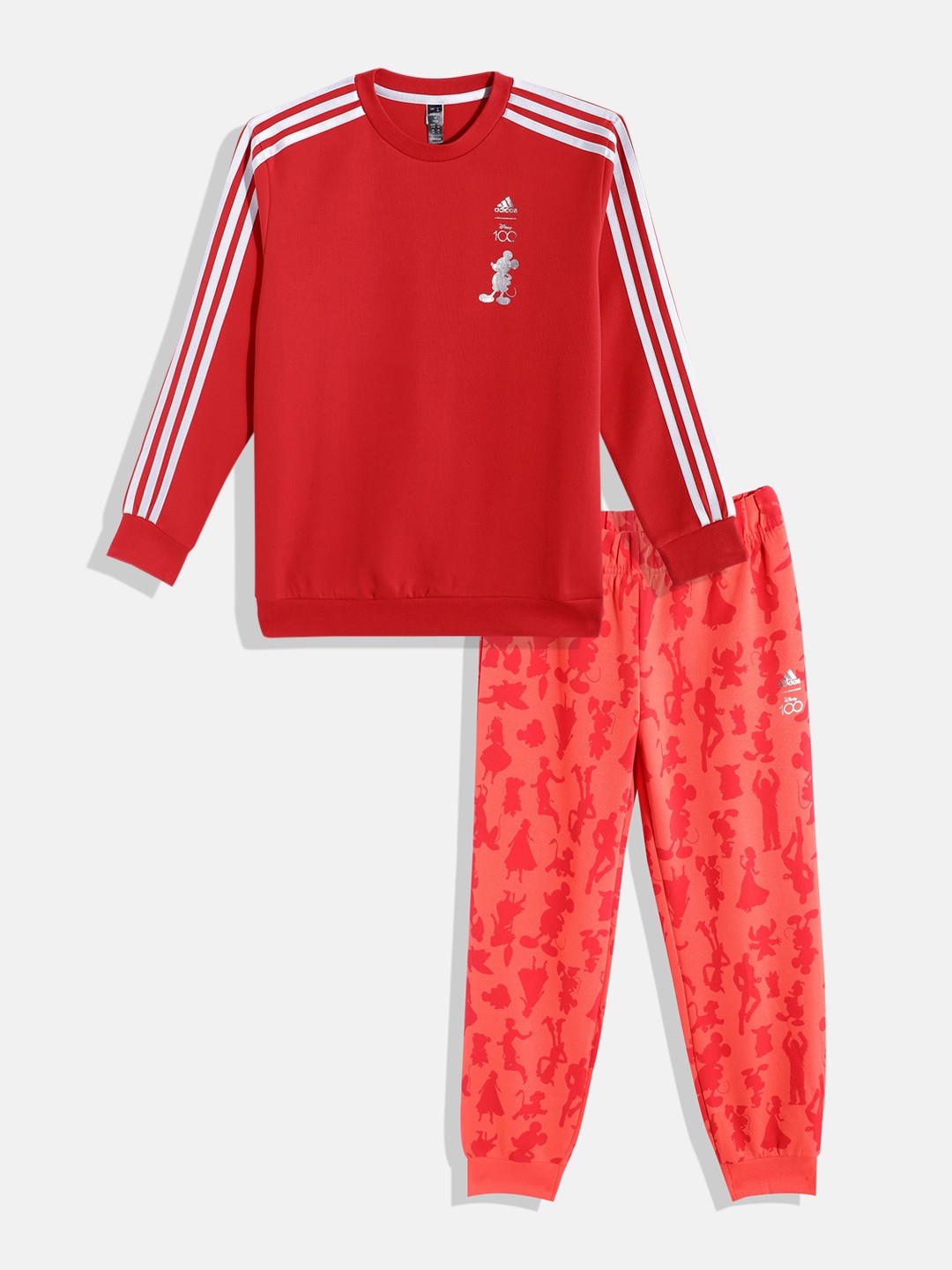 

ADIDAS X DISNEY 100 Kids Printed Loose Fit Sweatshirt & Joggers, Red