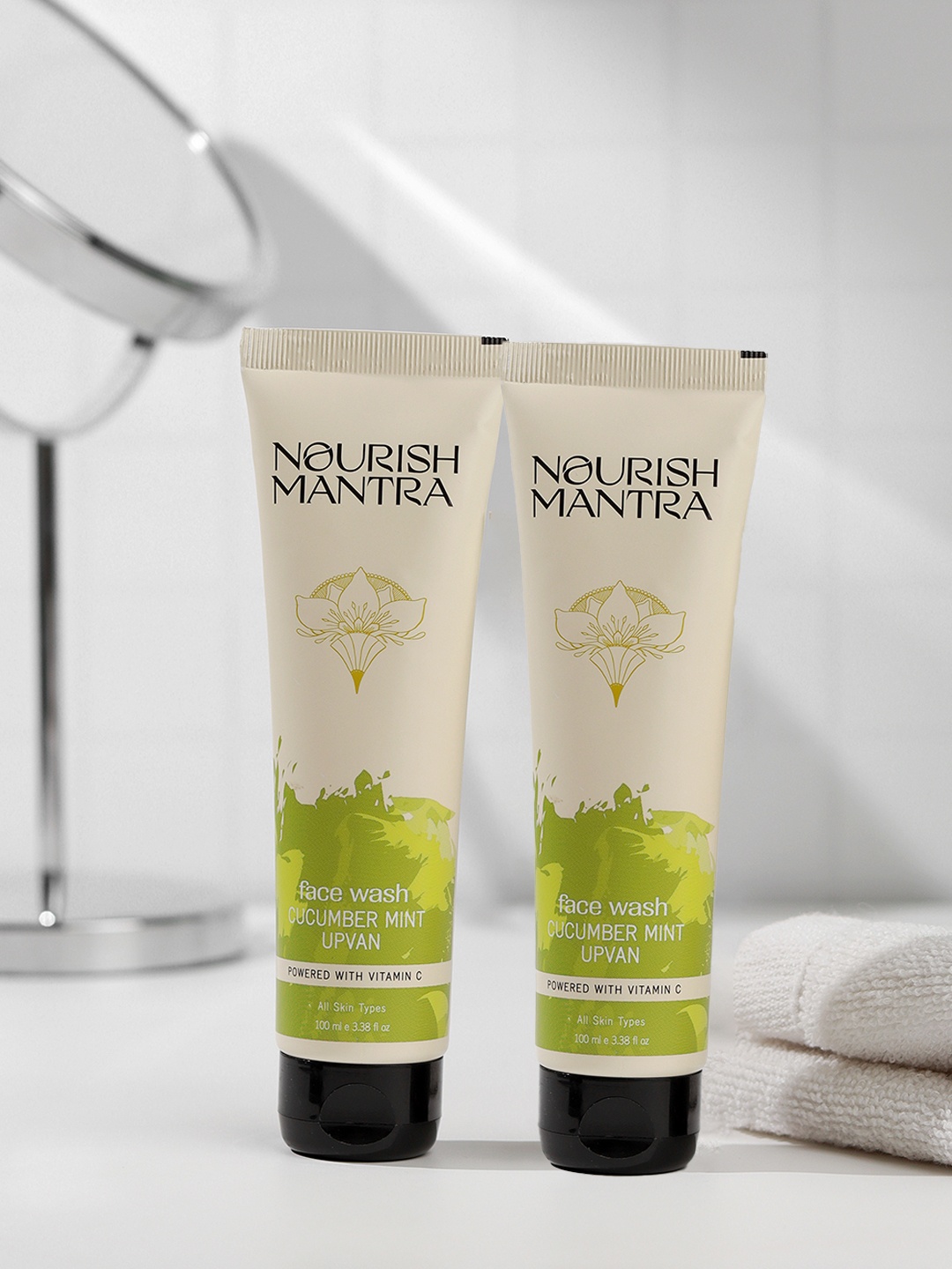 

Nourish Mantra Set of 2 Cucumber Mint Upvan Face Wash - 100 ml Each, White