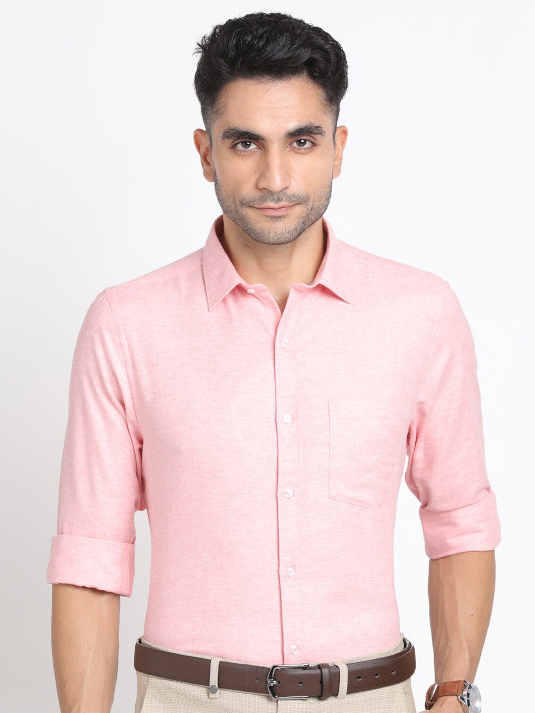 

Turtle Modern Slim Fit Pure Cotton Formal Shirt, Pink