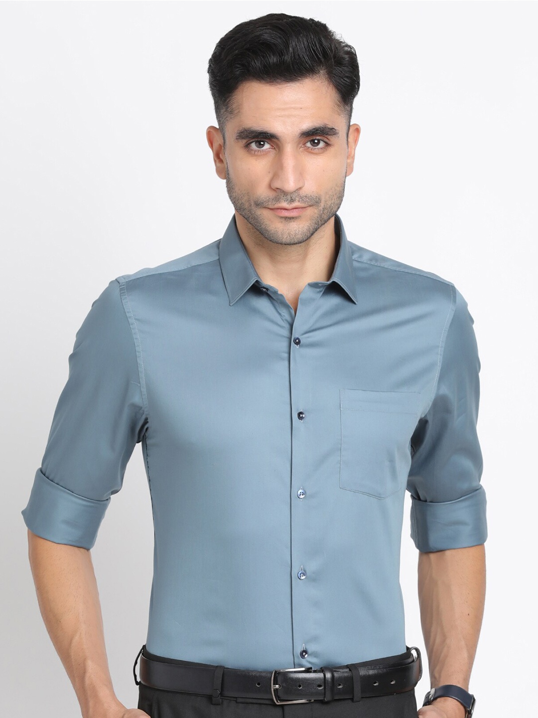 

Turtle Modern Slim Fit Pure Cotton Formal Shirt, Grey