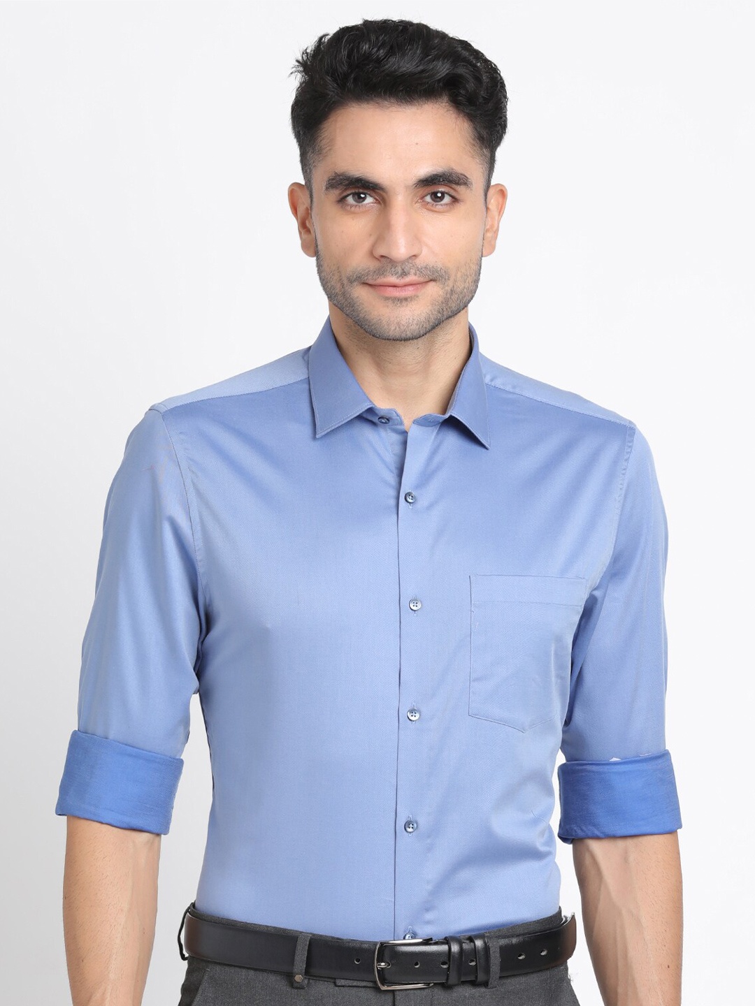 

Turtle Premium Slim Fit Pure Cotton Formal Shirt, Blue