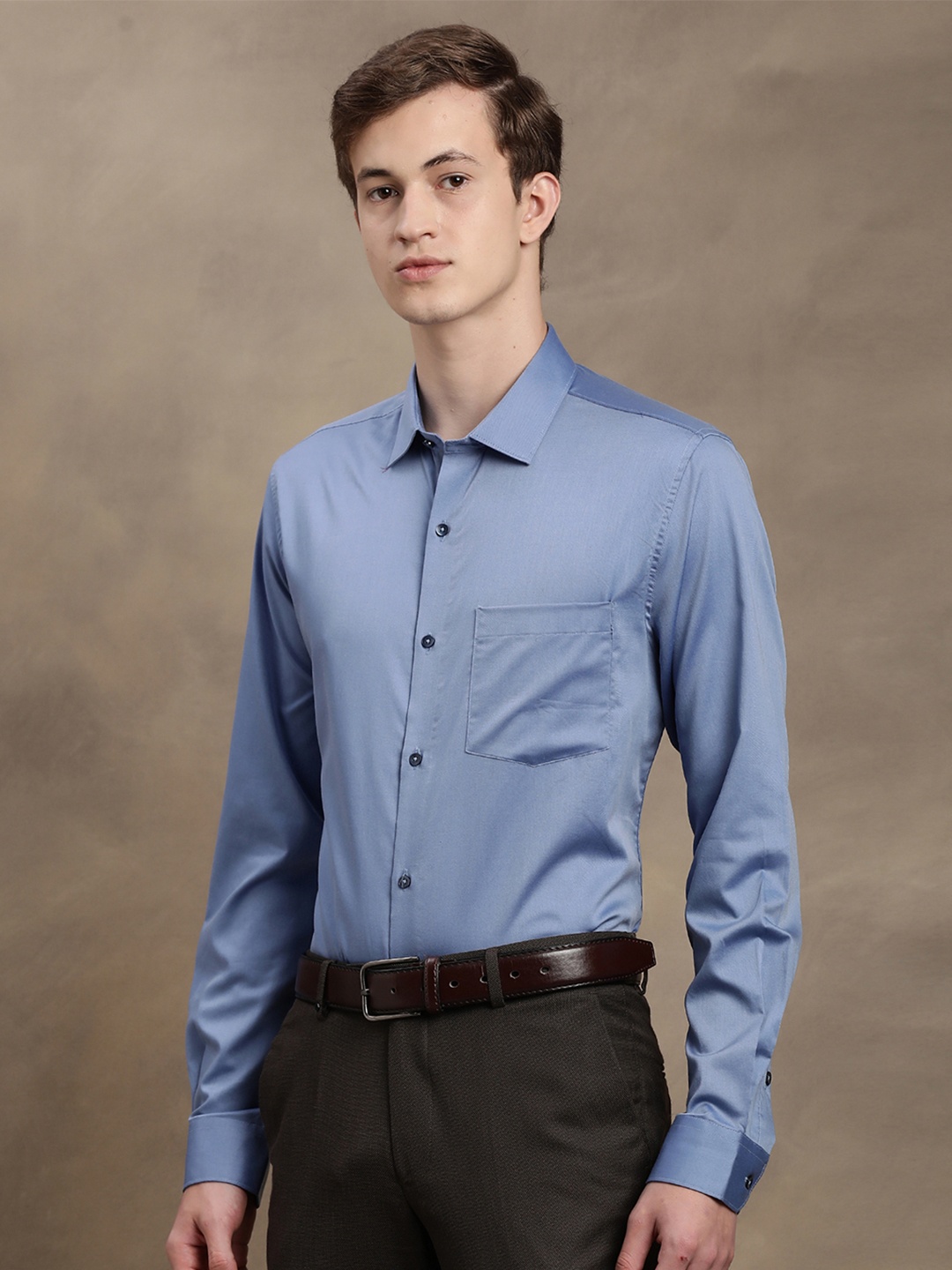 

Turtle Premium Slim Fit Pure Cotton Formal Shirt, Blue