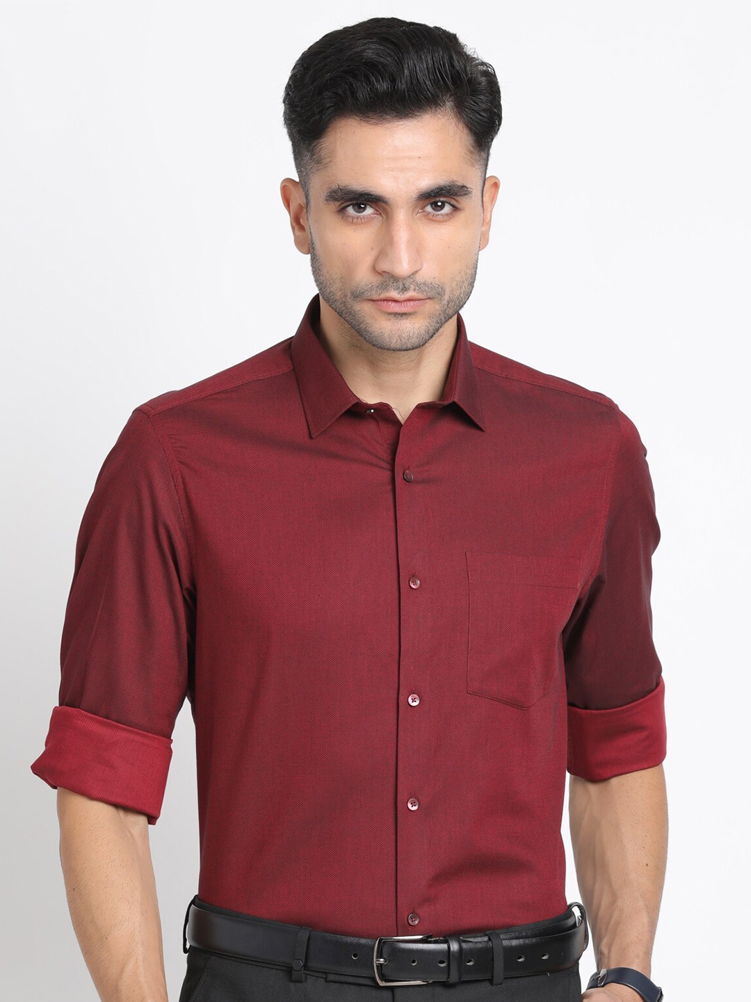 

Turtle Modern Slim Fit Pure Cotton Formal Shirt, Maroon