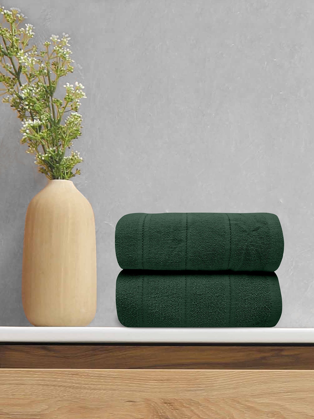 

LABHAM Olive Green 2 Pieces Pure Cotton 250GSM Bath Towels