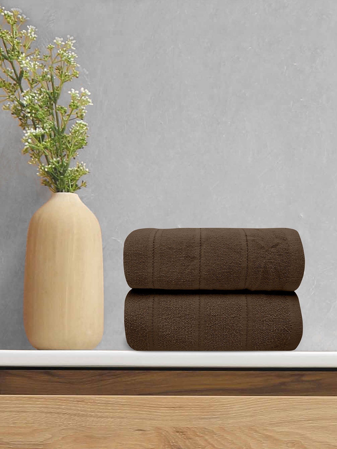 

LABHAM Brown 2 Pieces 250 GSM Pure Cotton Bath Towels
