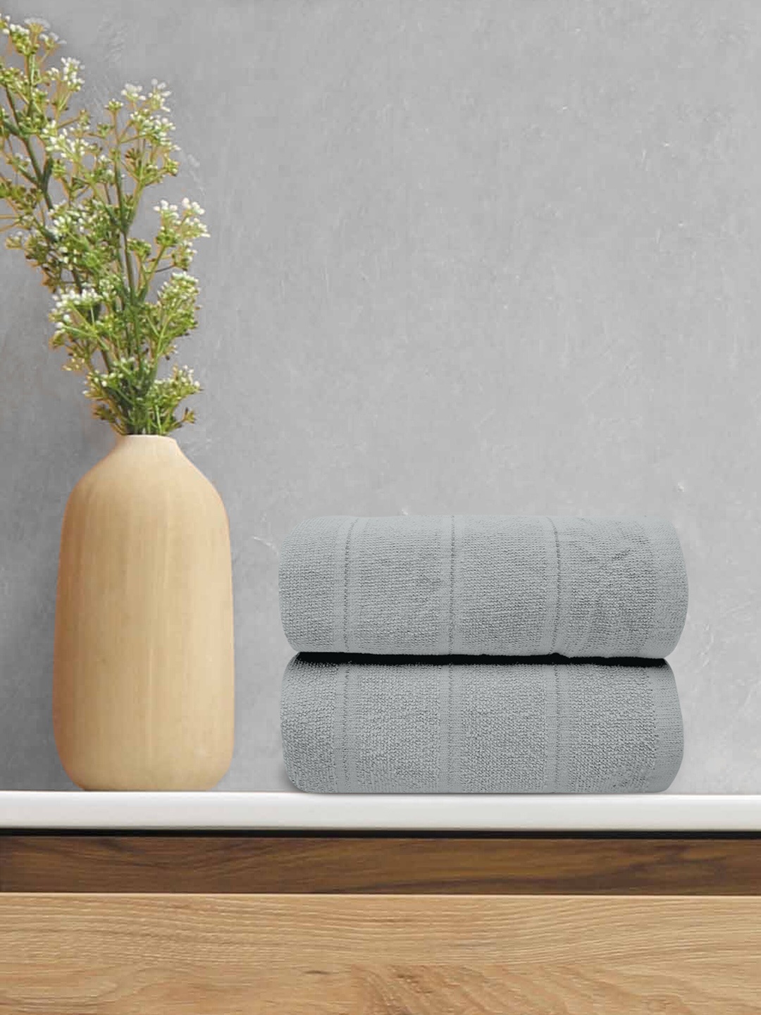

LABHAM 2 Pieces Grey Pure Cotton 250 GSM Bath Towels