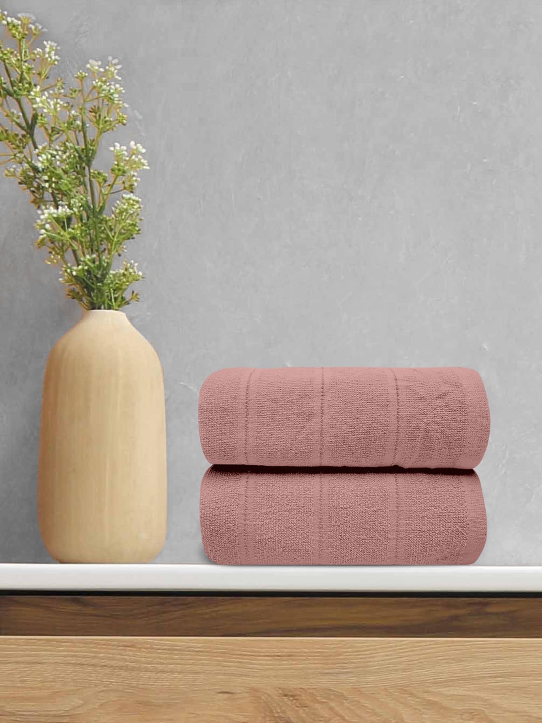 

LABHAM Pink 2 Pieces 250 GSM Pure Cotton Bath Towels