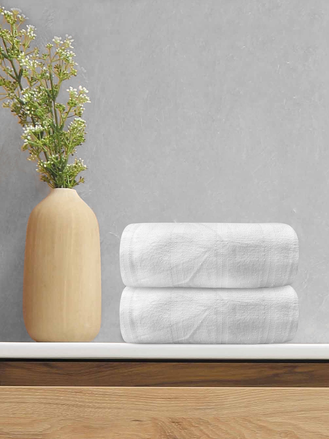 

LABHAM White 2 Pieces Pure Cotton 250 GSM Bath Towels