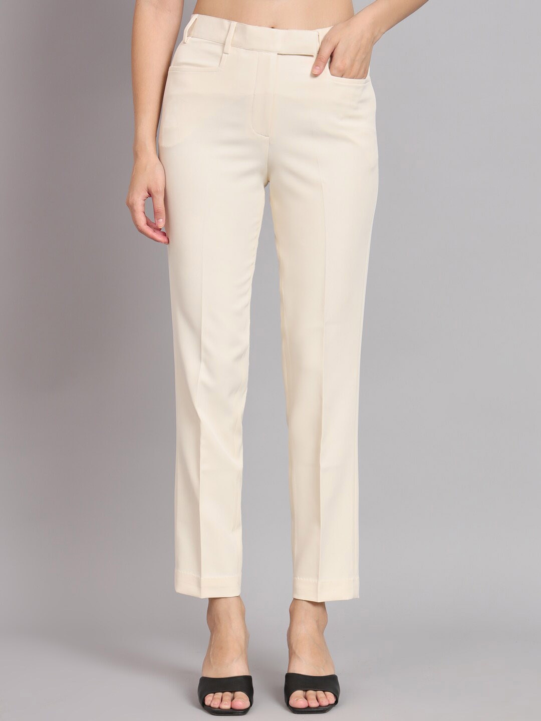 

PowerSutra Women Original Mid-Rise Easy Wash Trousers, Off white