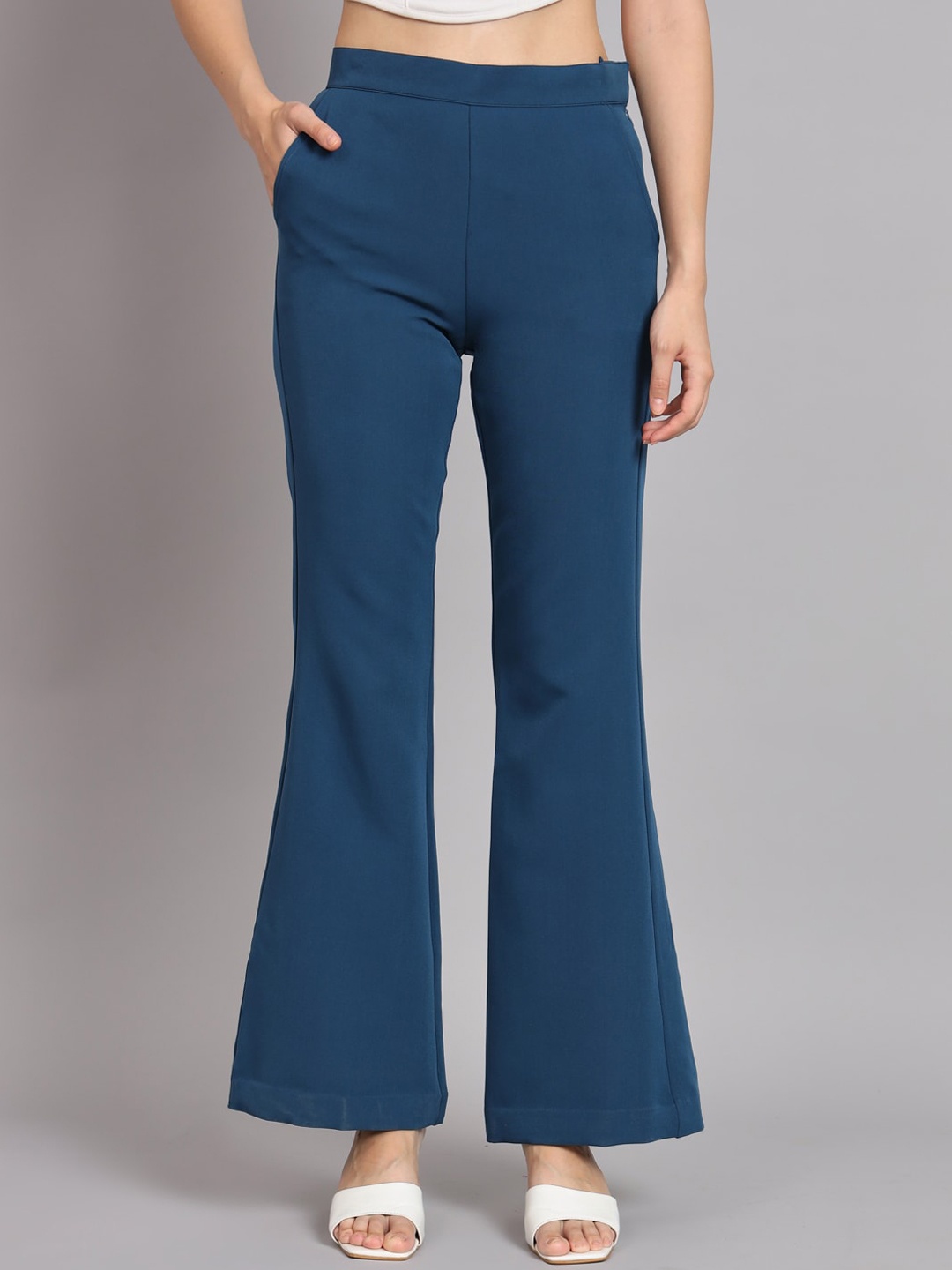 

PowerSutra Women Original Mid-Rise Easy Wash Bootcut Trousers, Teal
