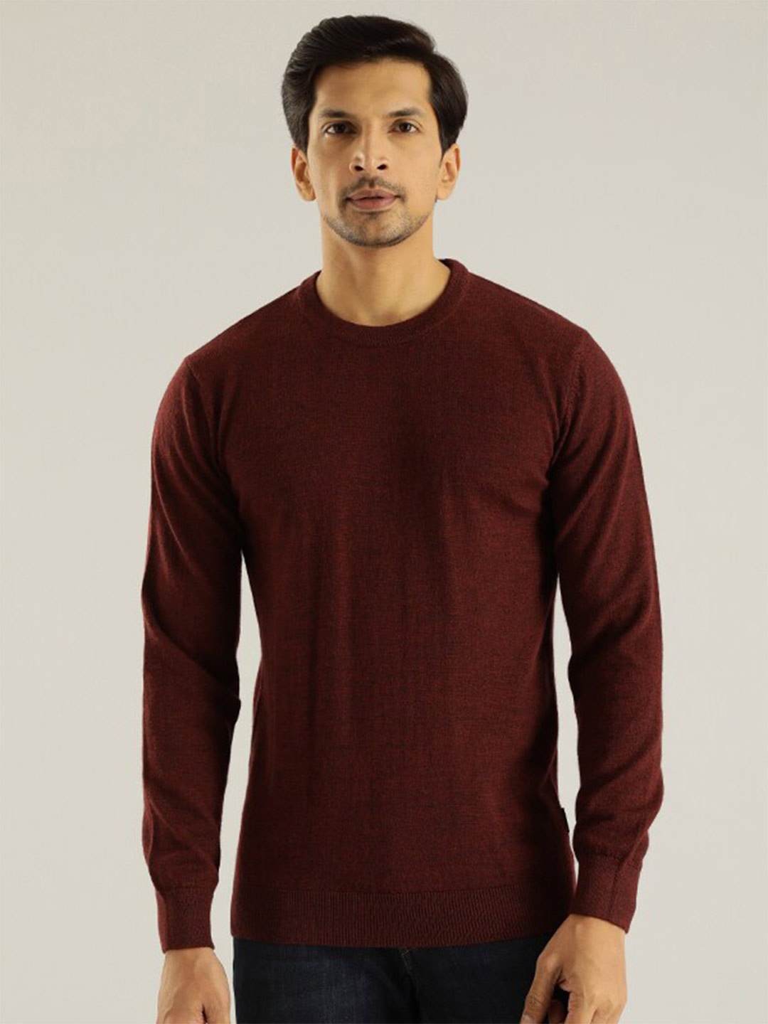 

Indian Terrain Round Neck Woollen Pullover, Maroon