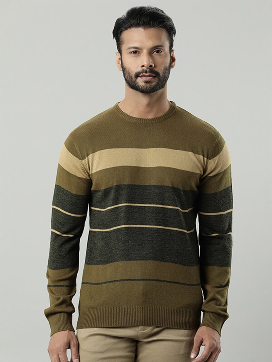 

Indian Terrain Striped Acrylic Pullover Sweatshirt, Beige