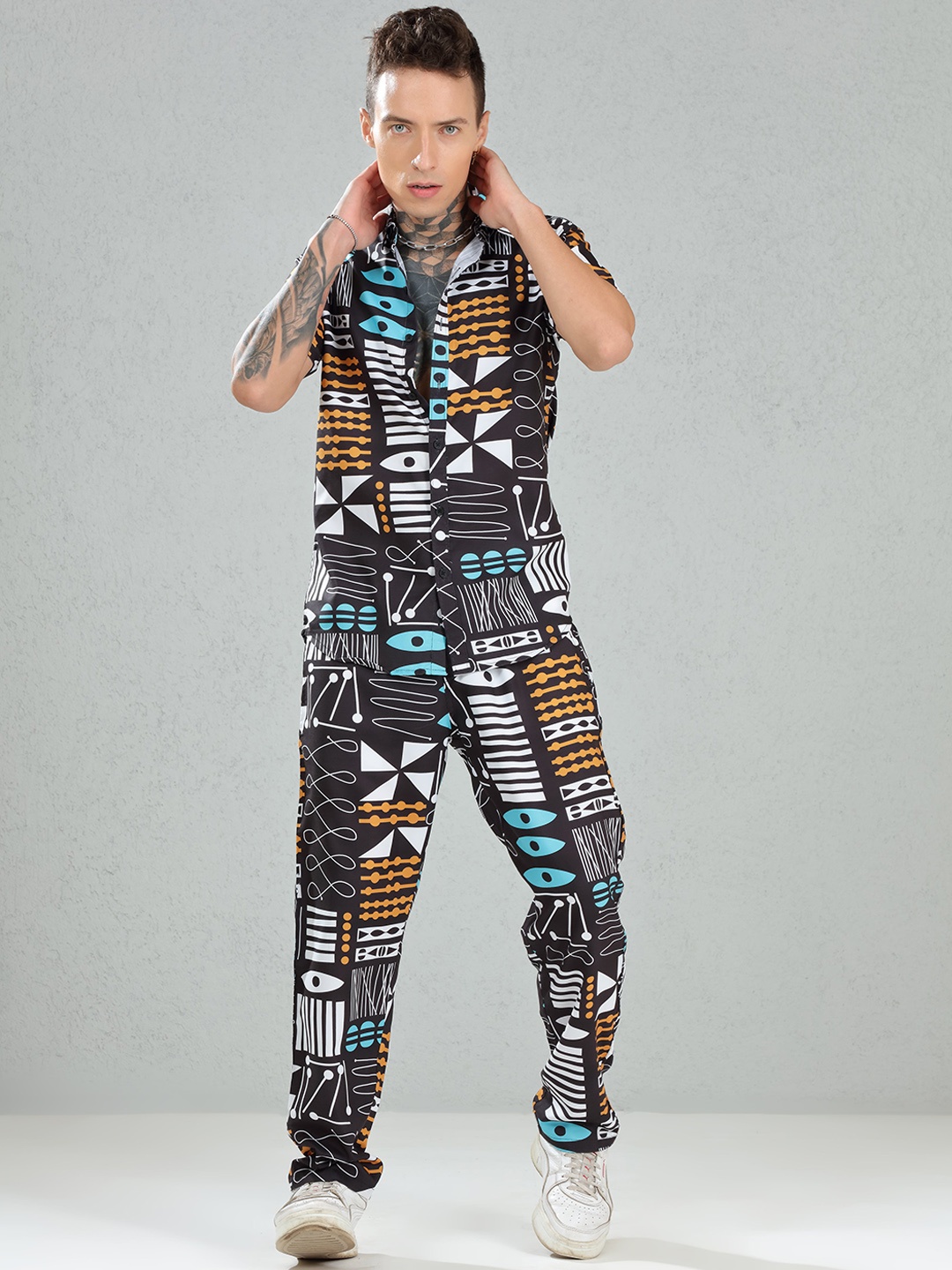 

DIMEH Printed Shirt and Trousers Co-Ords, Black