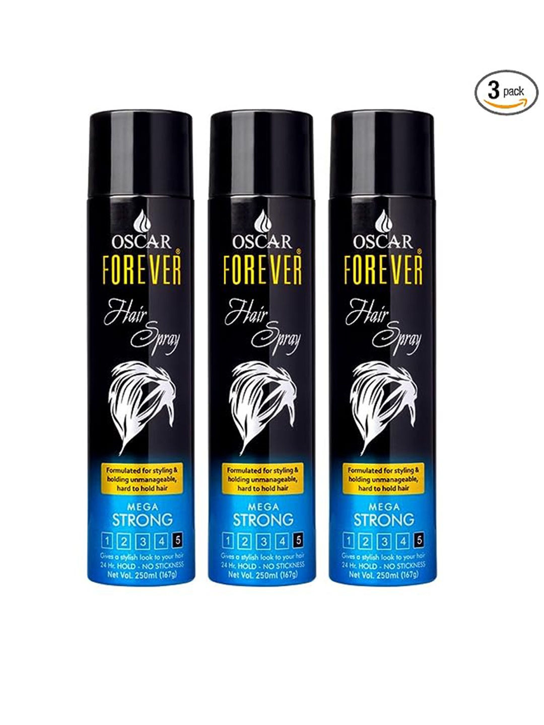 

OSCAR Forever Set Of 3 Hair Sprays For Hair Styling - 250ml Each, Blue