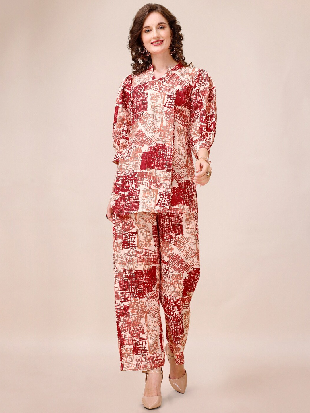 

JATRIQQ Abstract Printed Tunic & Trousers, Rust