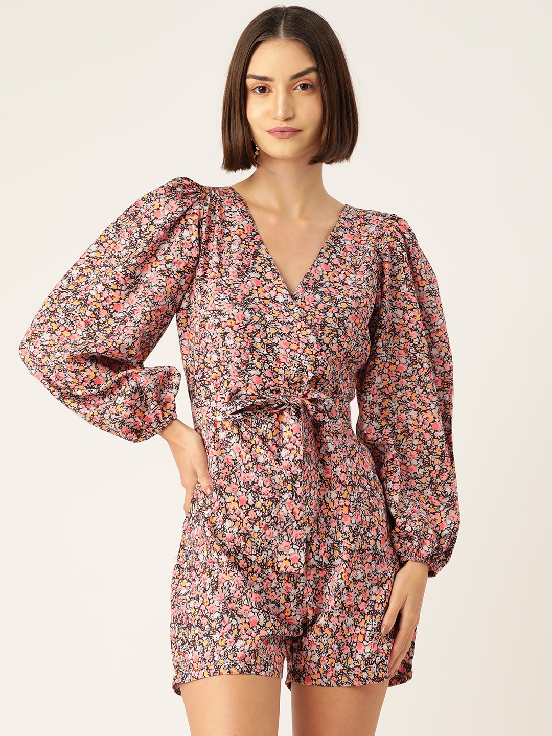 

Sleek Italia Floral Printed Jumpsuit, Black