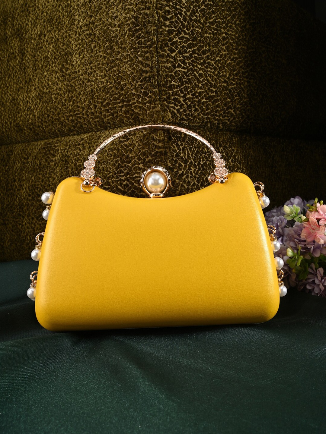 

Toobacraft Embellished Box Clutch, Yellow