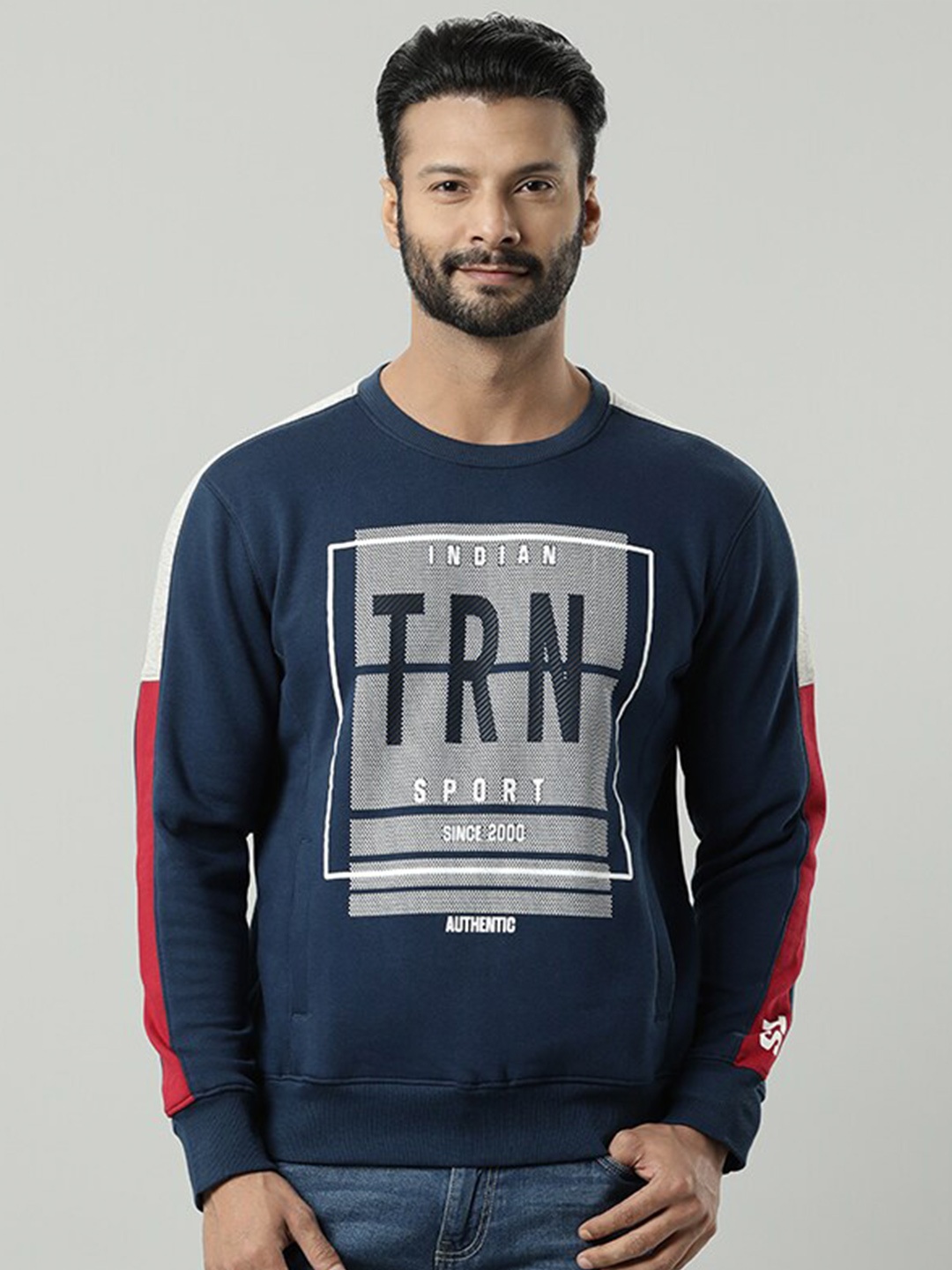 

Indian Terrain Typography Printed Sweatshirt, Blue