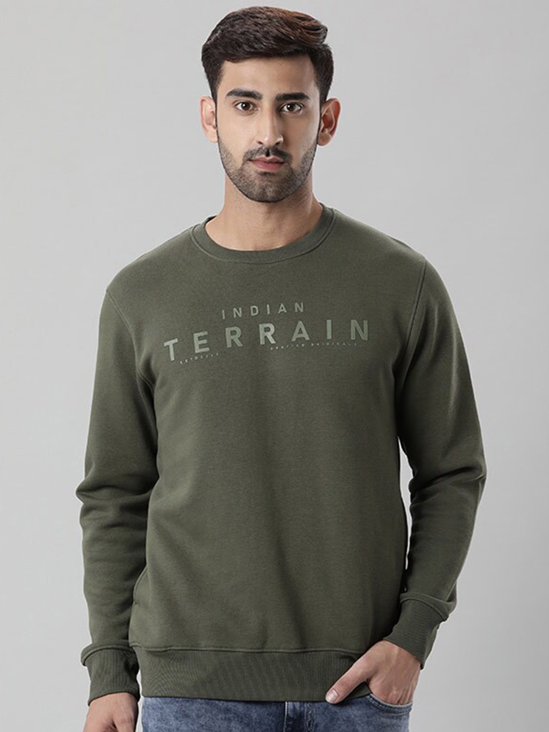 

Indian Terrain Typography Printed Pullover, Olive