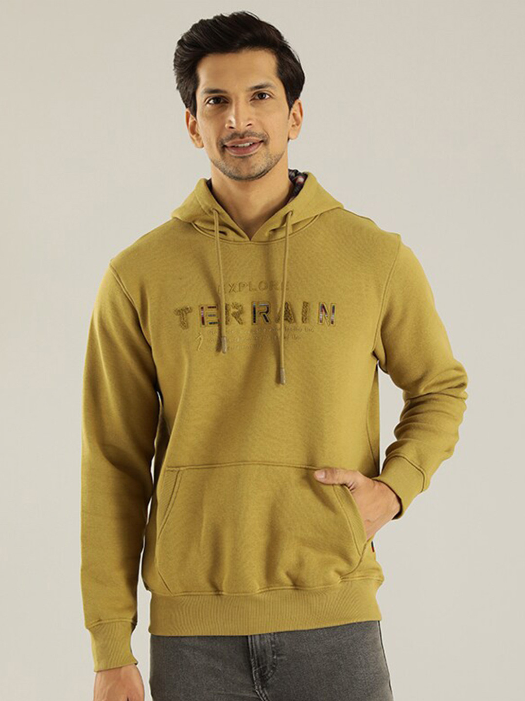 

Indian Terrain Brand Logo Printed Pullover, Mustard